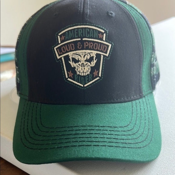Black Canyon American Loud & Proud Rider Hat Black Green Camouflage Adjustable - Picture 1 of 10